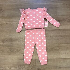 btween Pink and White Heart Pajama Set